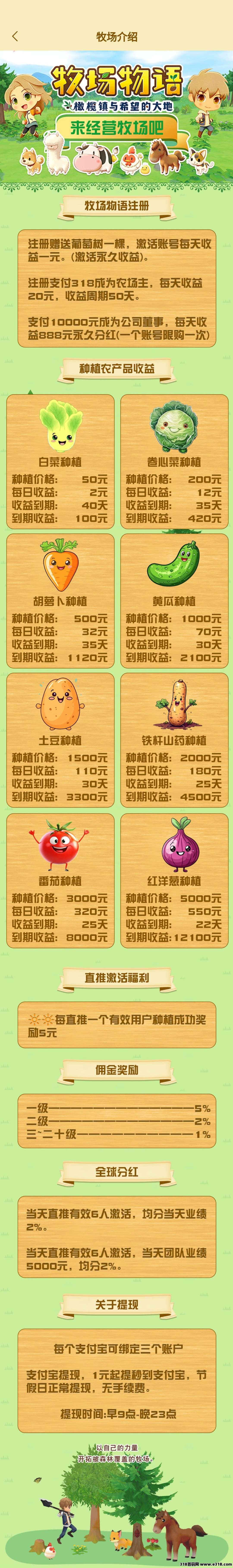 首码《牧场情怀》注册送葡萄树一颗，提米秒到