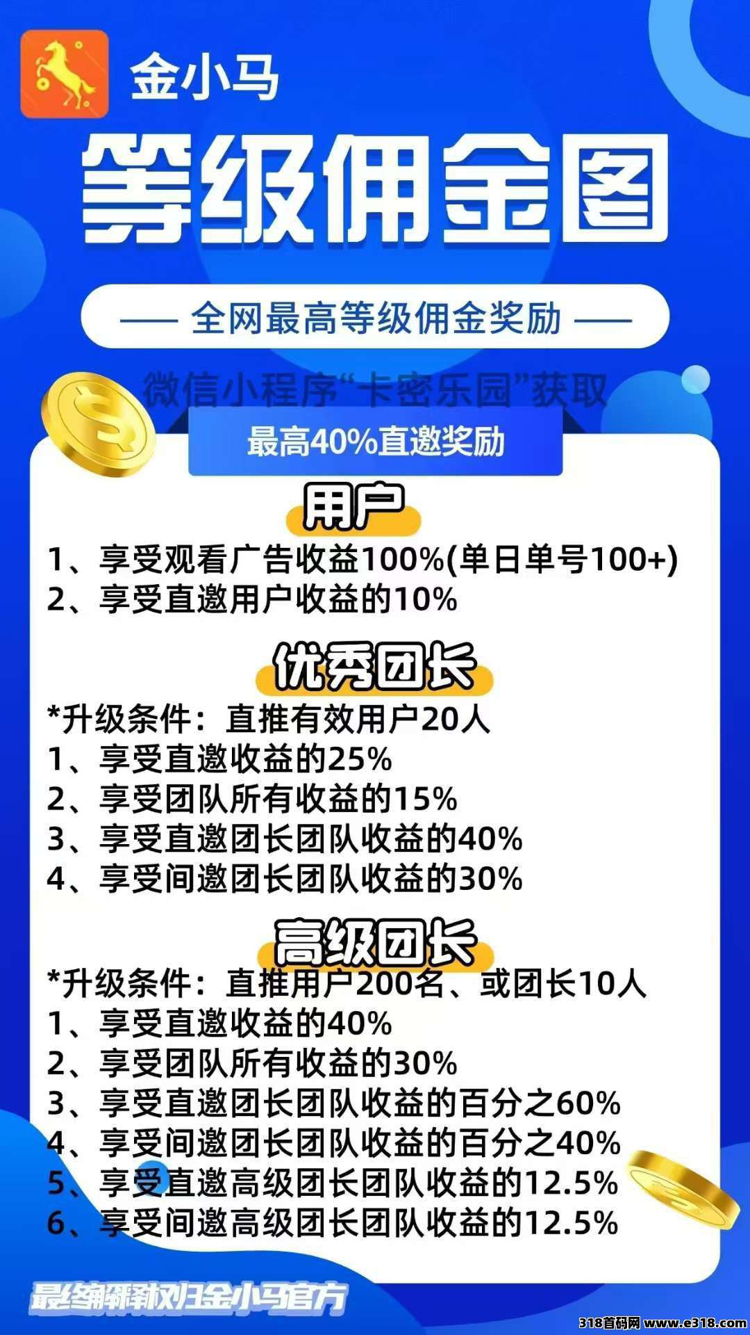 首码金小马，零撸广告，不养机保底收益高，快手速算的全新台子