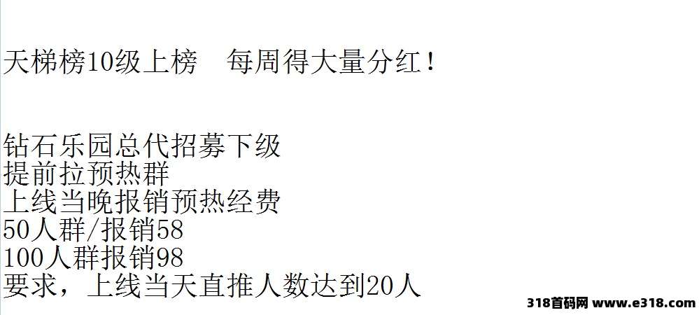 钻石乐园招募团队长，待遇顶