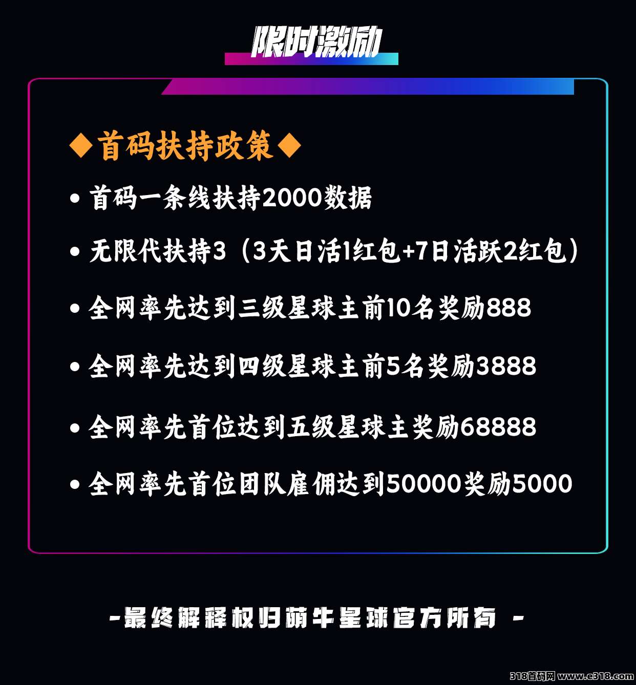 首码【萌牛星球】火爆招募各大团队长，高扶持福利待遇优厚！